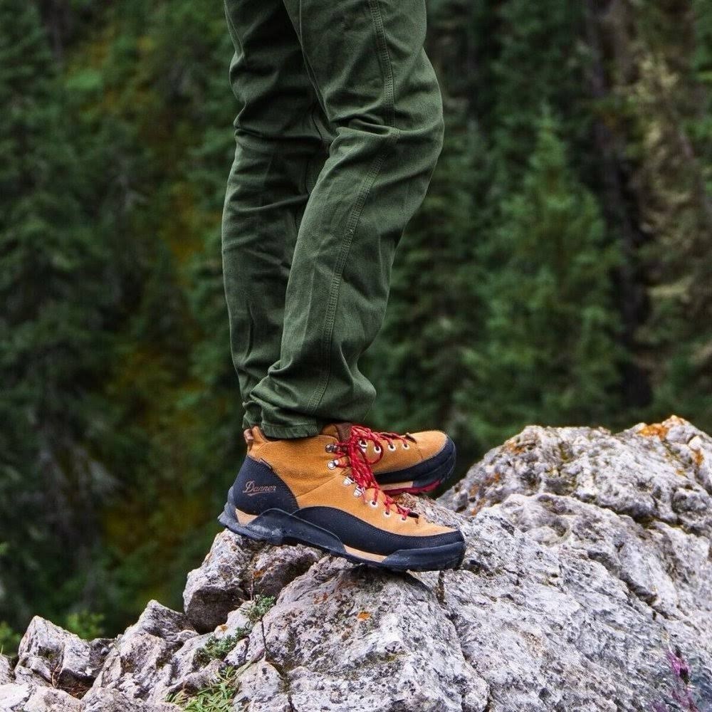 Danner Women's Tan And Black Lace-Up Hiking Boots With Red Laces